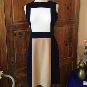 Calvin Klein color block sleeveless sheath dress